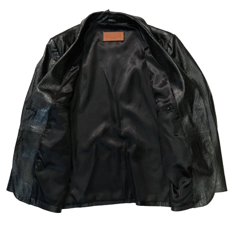 Kashani Black Alligator Embossed Lambskin Blazer