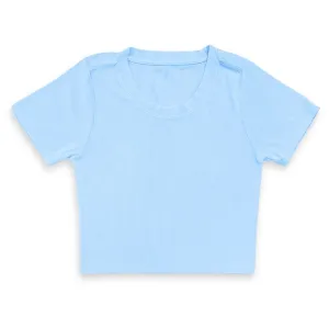 KatieJ NYC Tween Livi Ribbed Babydoll S/S Tee - Baby Blue
