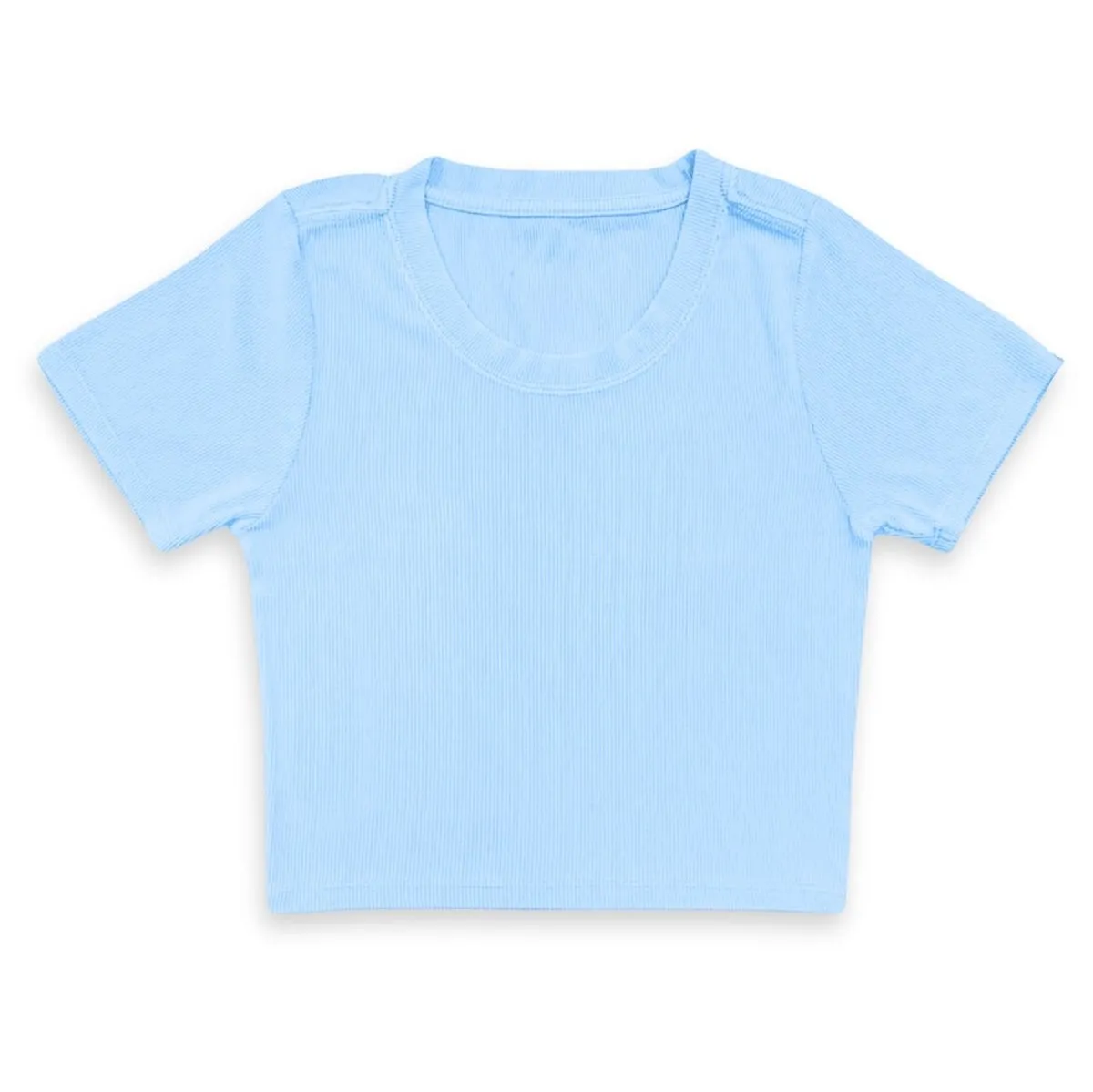 KatieJ NYC Tween Livi Ribbed Babydoll S/S Tee - Baby Blue
