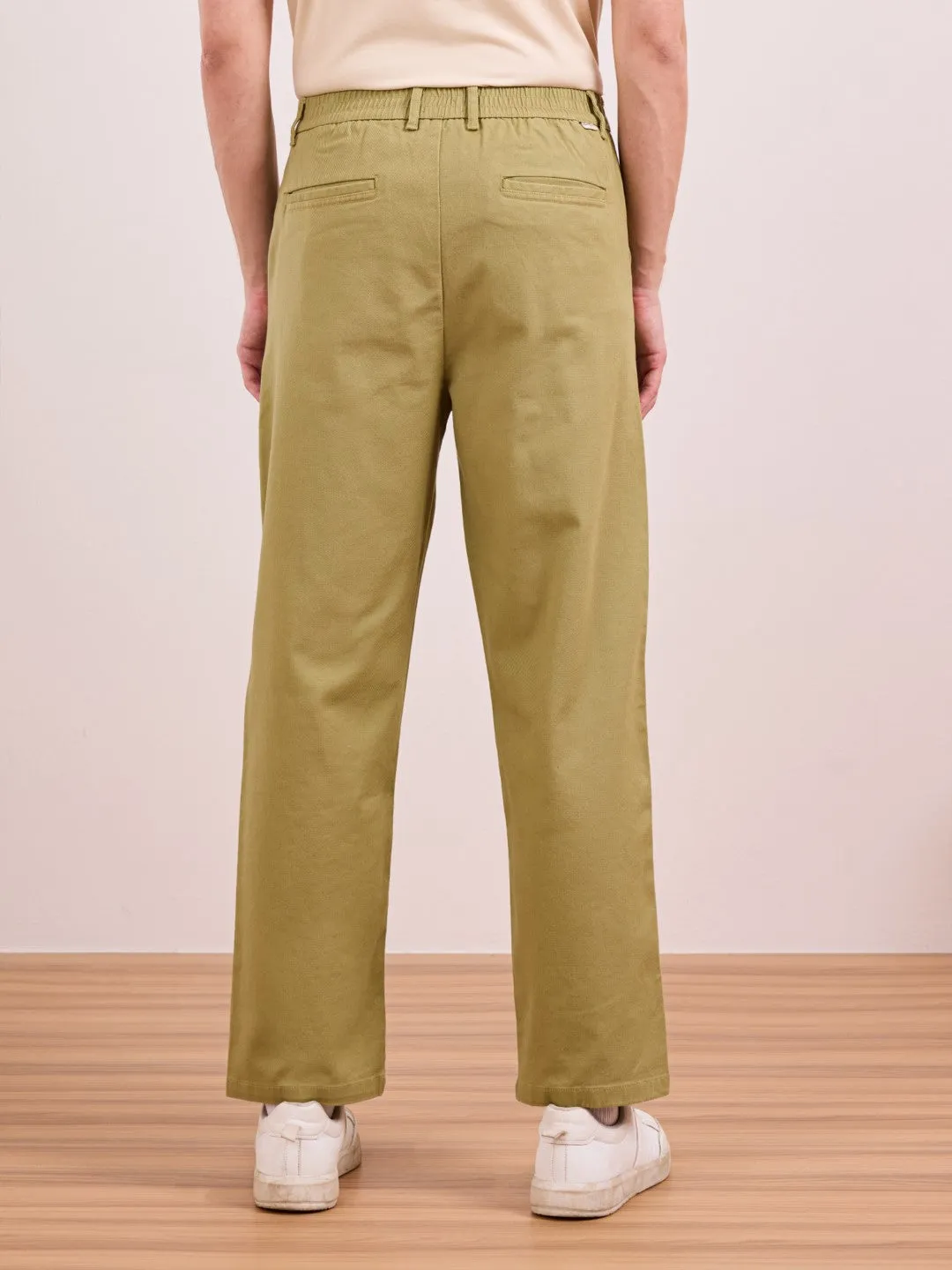 Khaki Green Relaxed Fit Pants