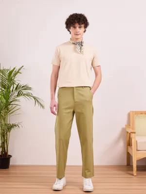 Khaki Green Relaxed Fit Pants