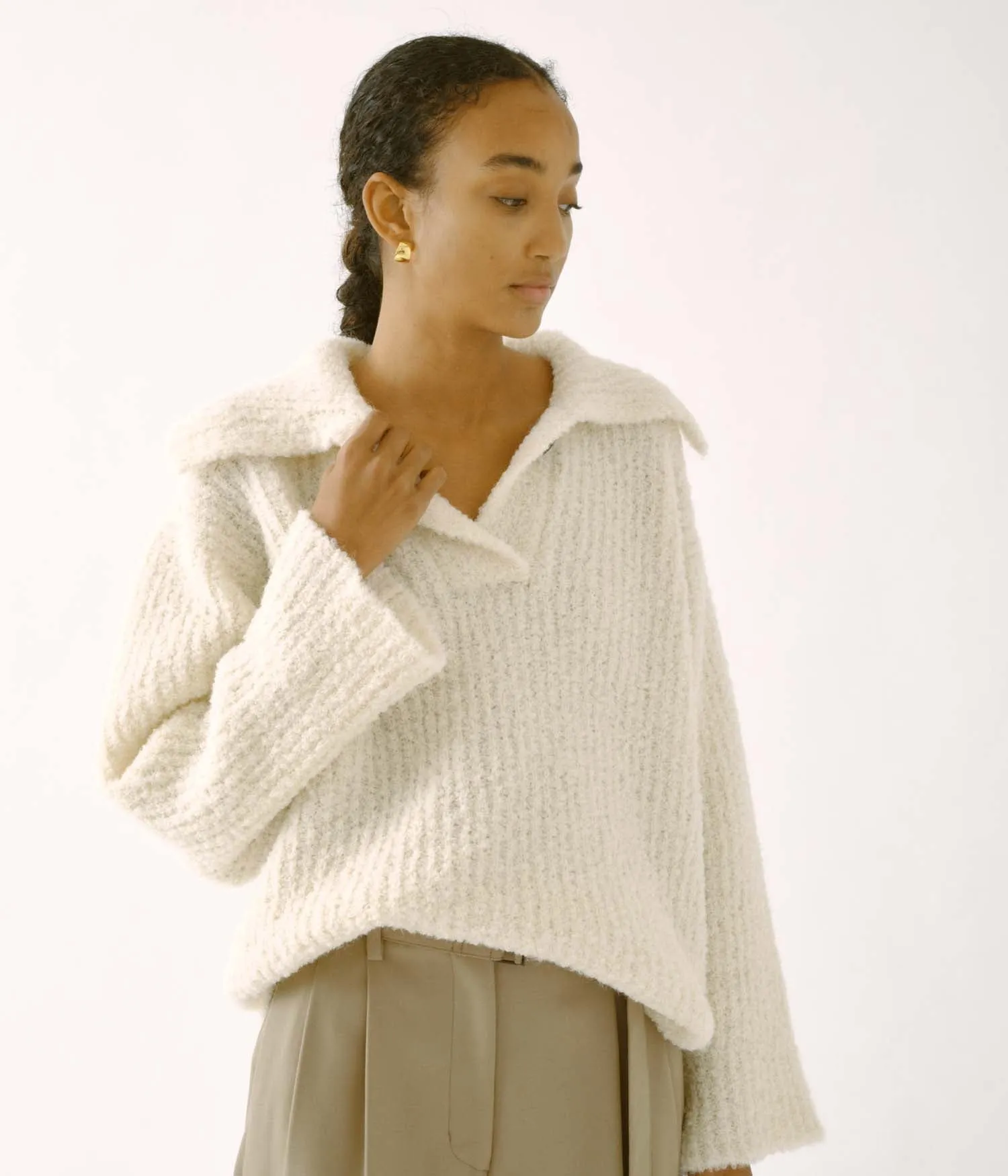 Knit Polo in Cream