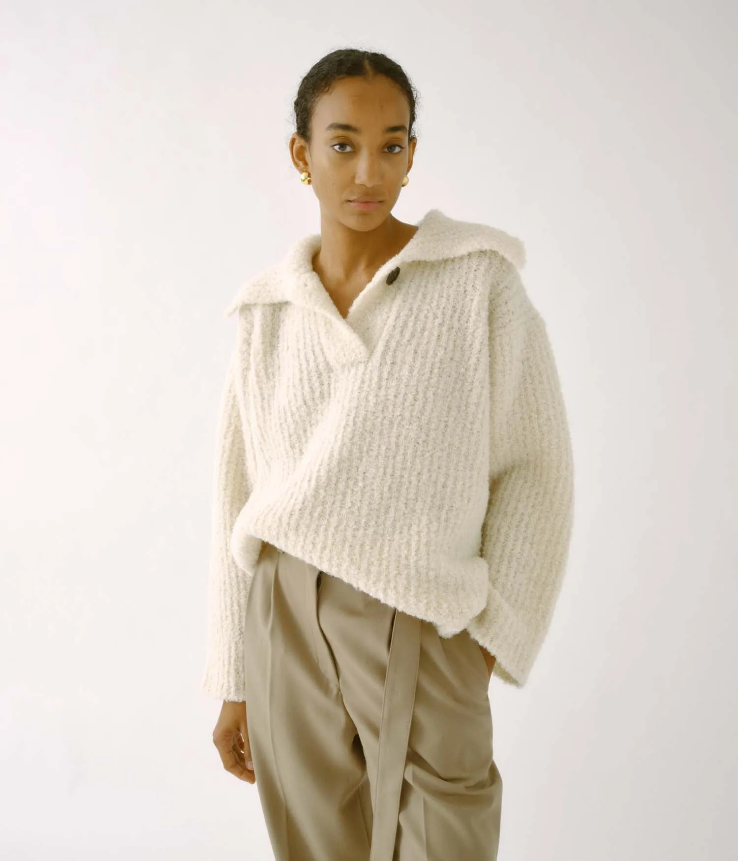 Knit Polo in Cream