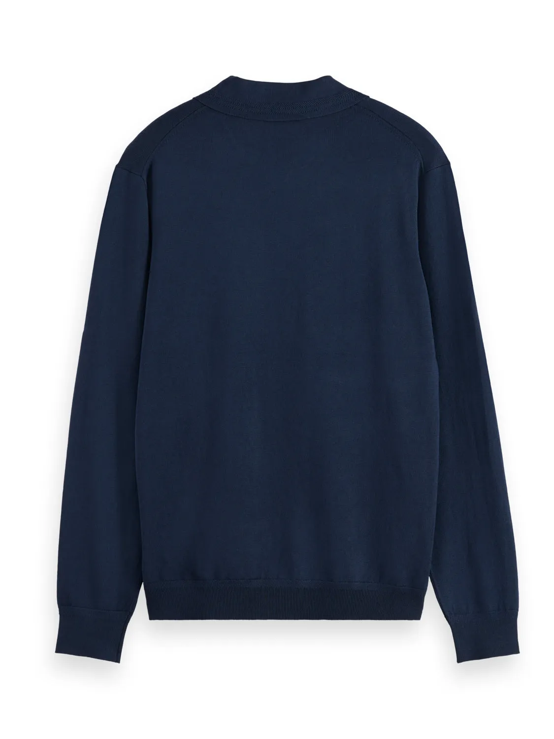 Knitted Long Sleeve Polo - Navy