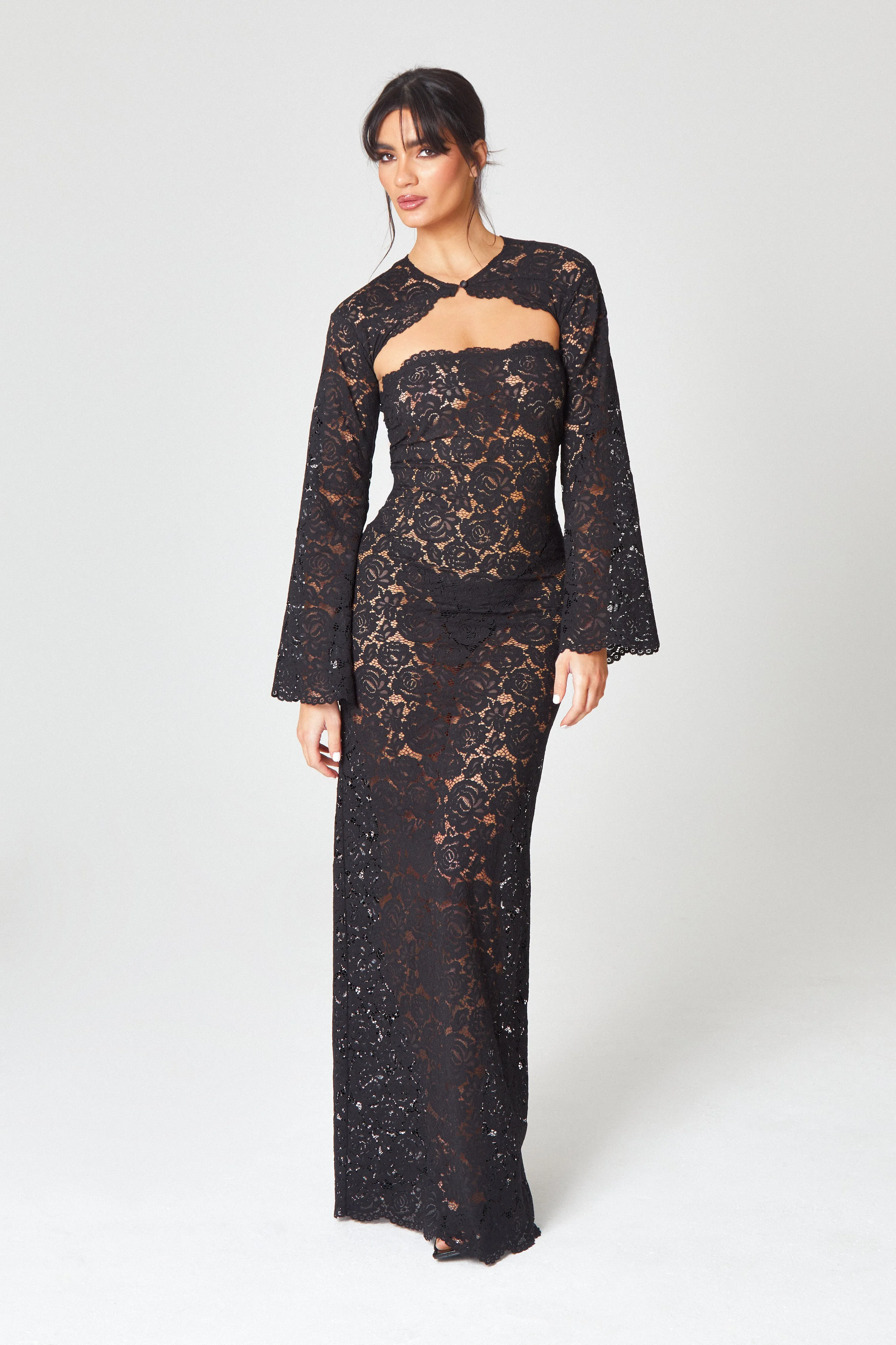 Lace Unlined Maxi Dress