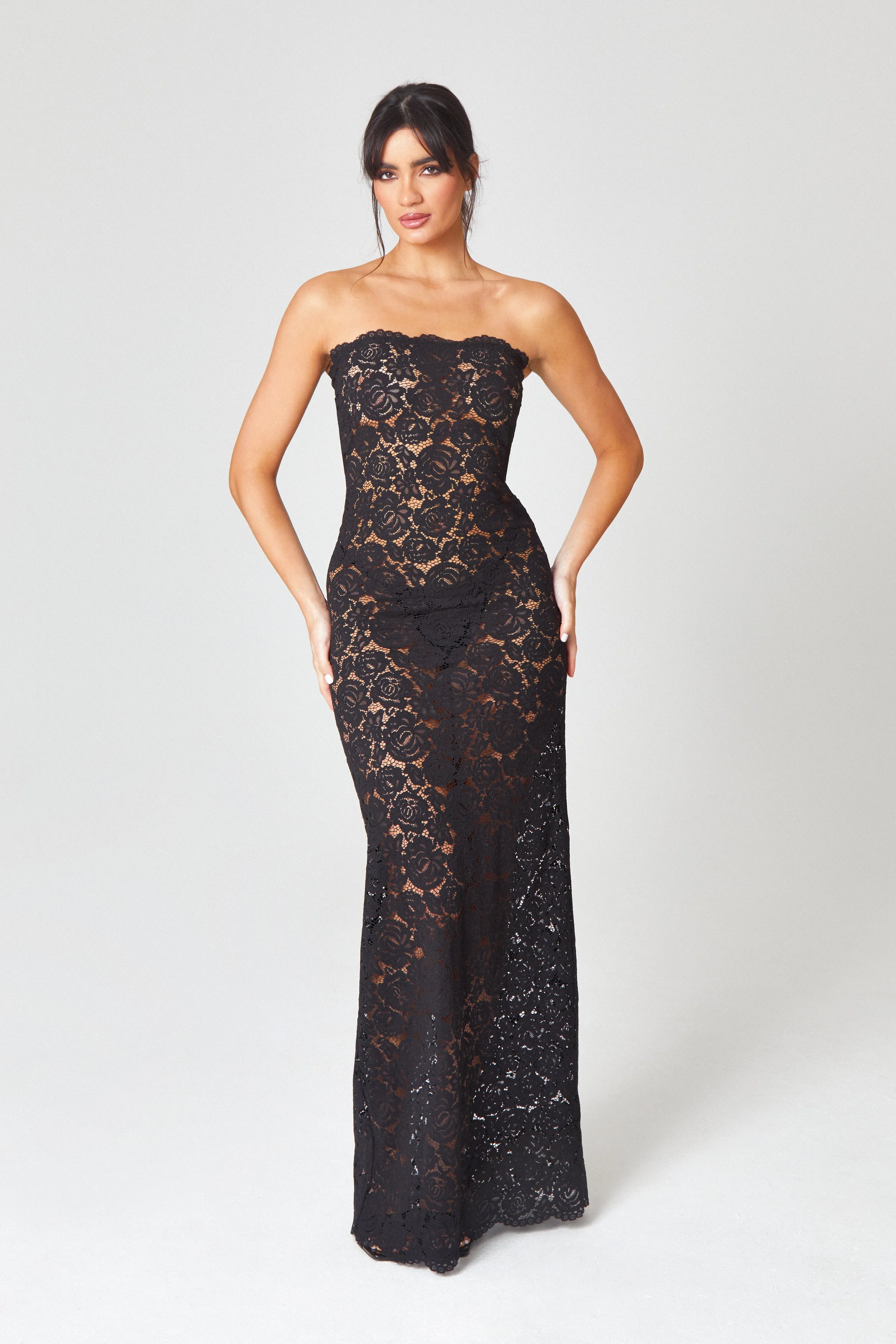 Lace Unlined Maxi Dress