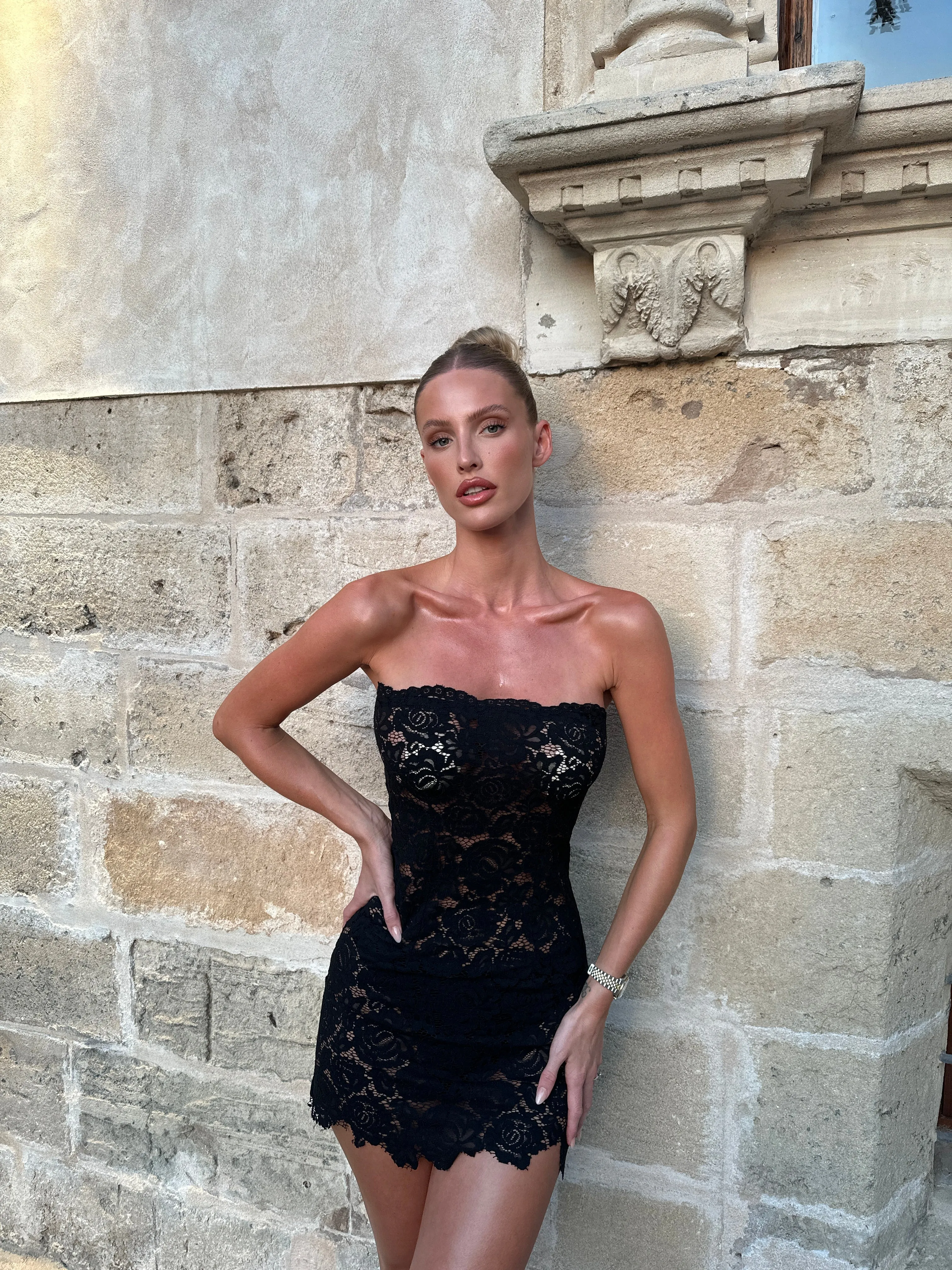 Lace Unlined Mini Dress