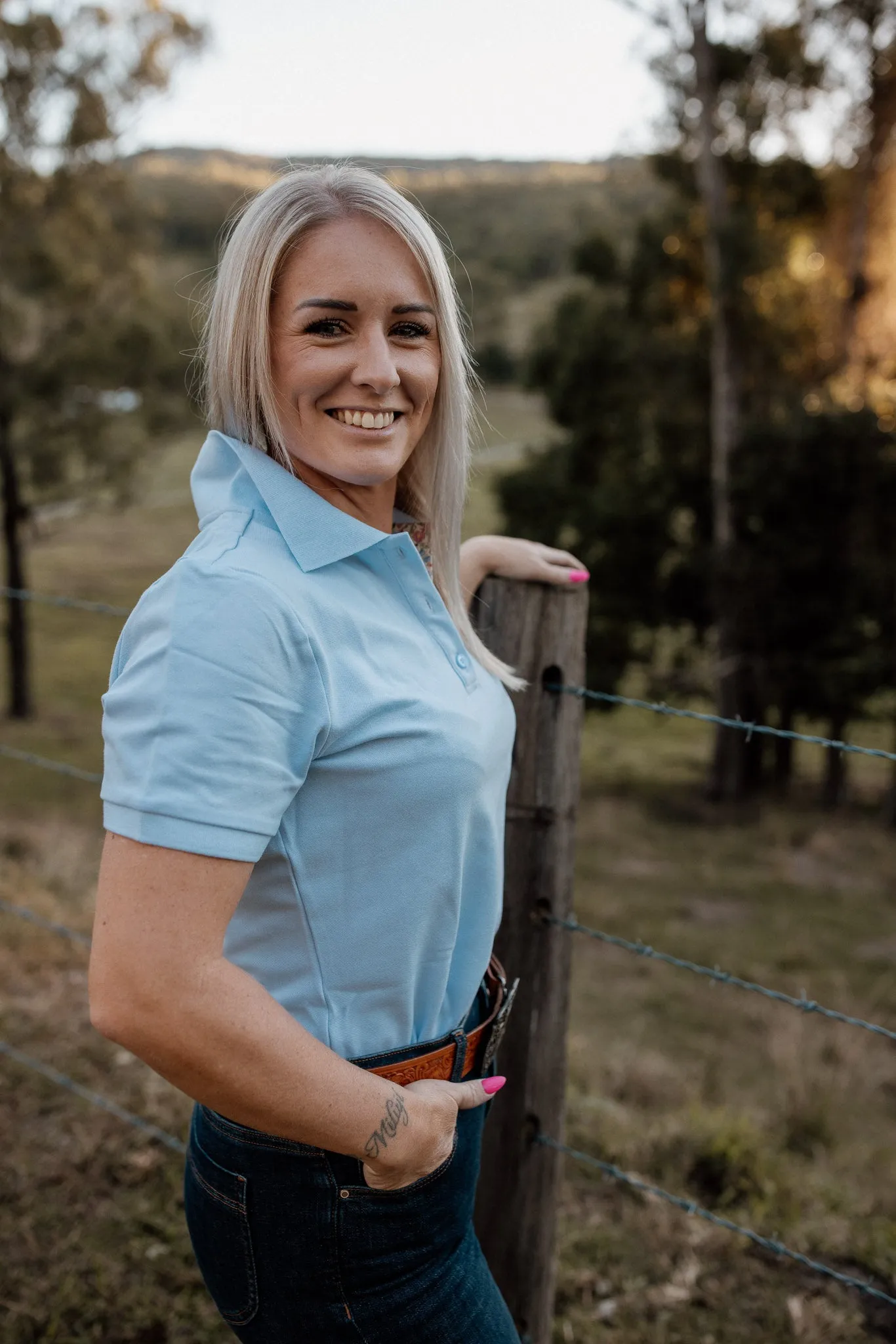 Ladies Cotton Polo - Light Blue
