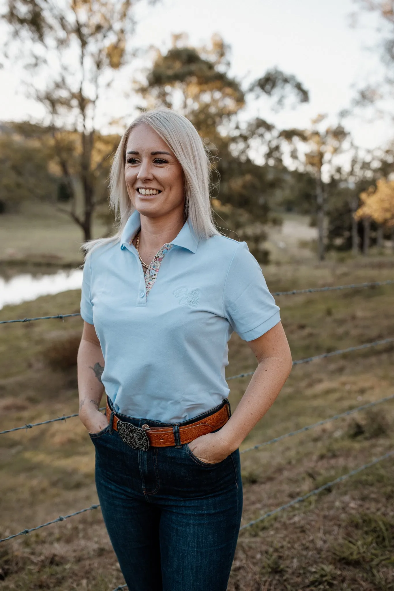 Ladies Cotton Polo - Light Blue
