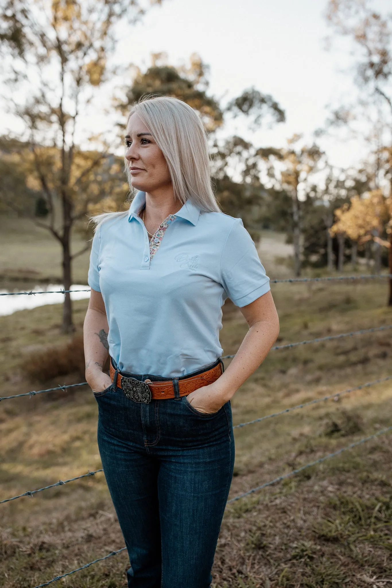 Ladies Cotton Polo - Light Blue