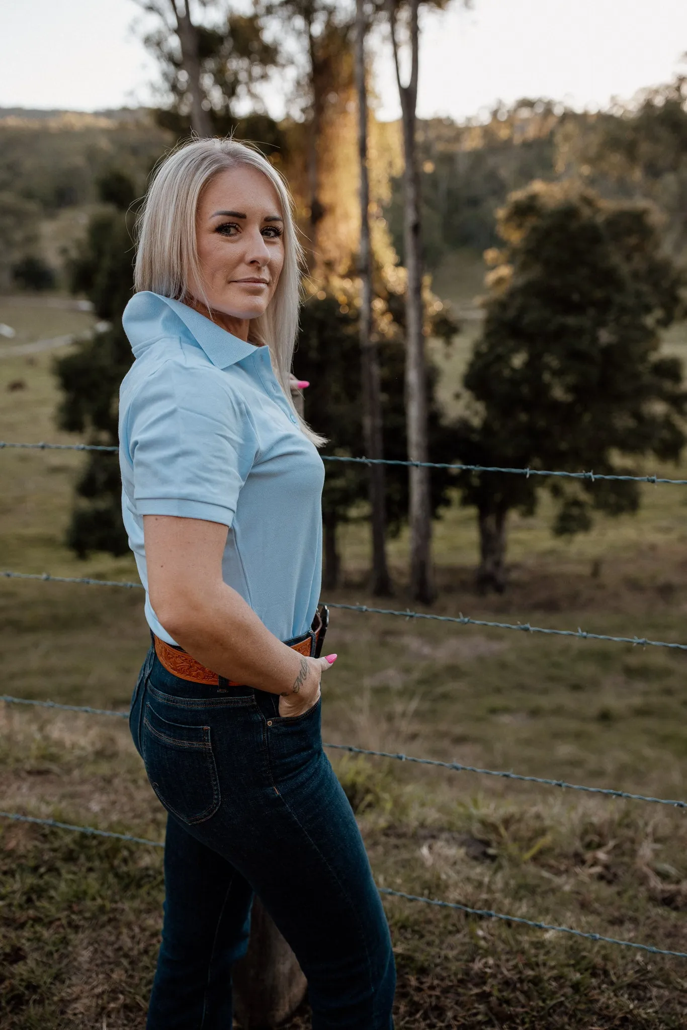 Ladies Cotton Polo - Light Blue