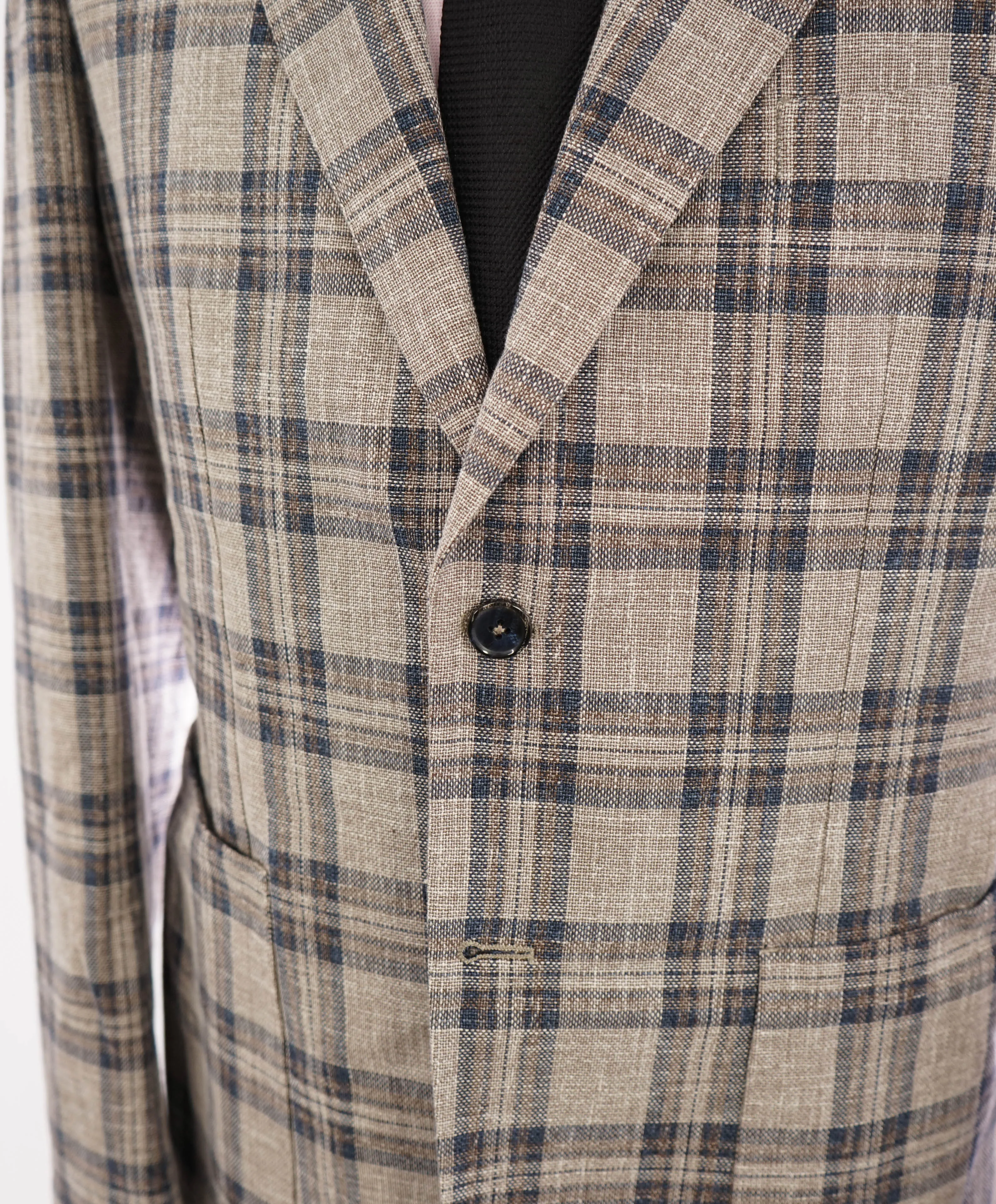 L.B.M. 1911 - Luigi Bianchi Mantova Patch Pocket Blue/Beige Cotton Blazer - 42R