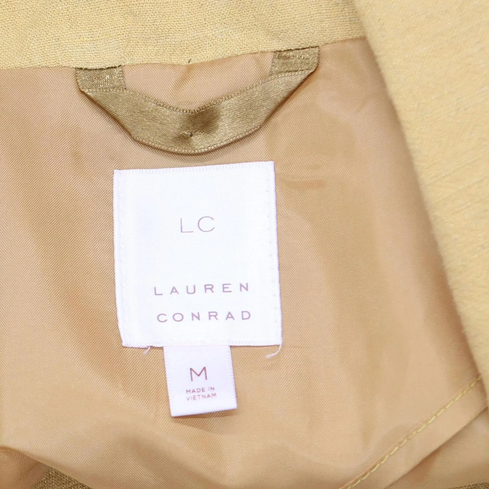LC Lauren Conrad Rough Knit Clip Front Unlined Blazer Jacket Dirty Yellow M