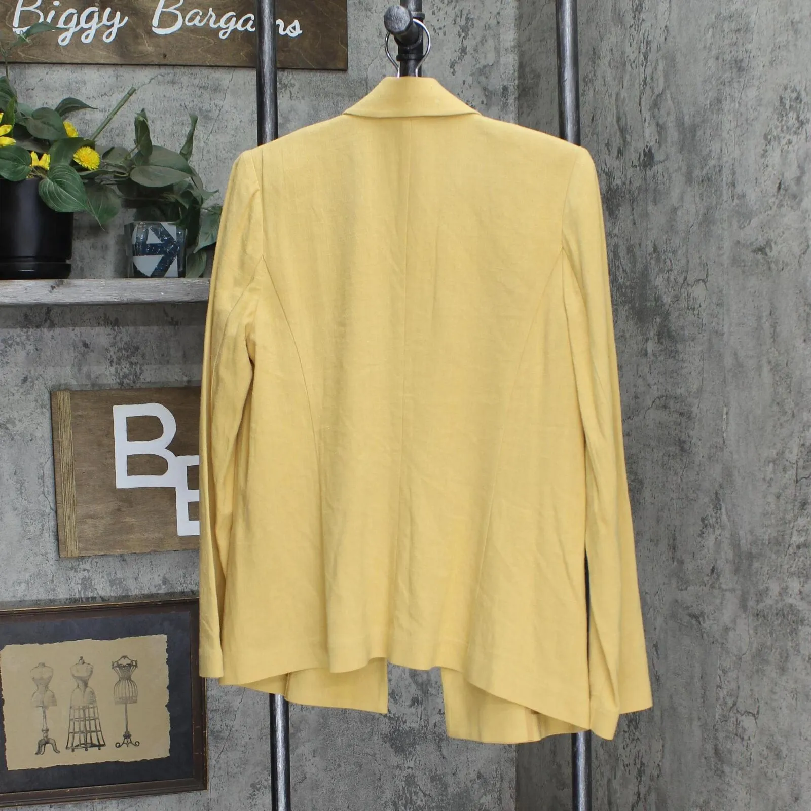 LC Lauren Conrad Rough Knit Clip Front Unlined Blazer Jacket Dirty Yellow M
