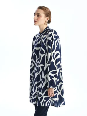 LCWAIKIKI Classic Navy Blue Patterned Women Shirt Tunic