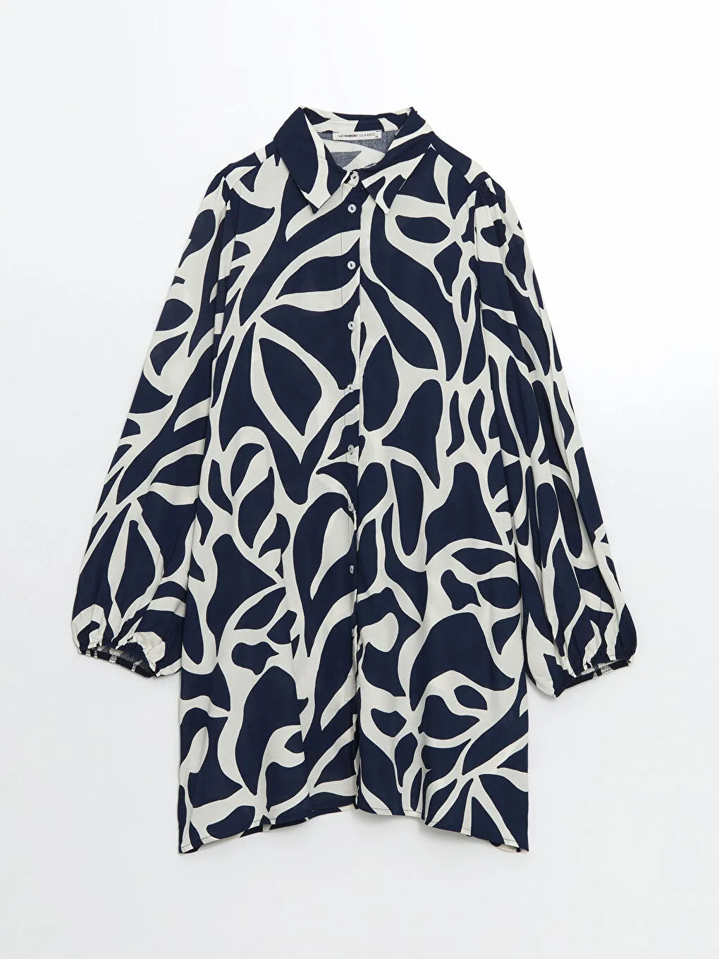 LCWAIKIKI Classic Navy Blue Patterned Women Shirt Tunic
