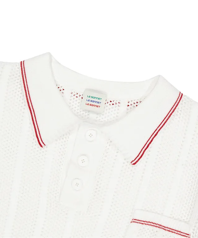 LE SONNET Air knit Polo - Cream