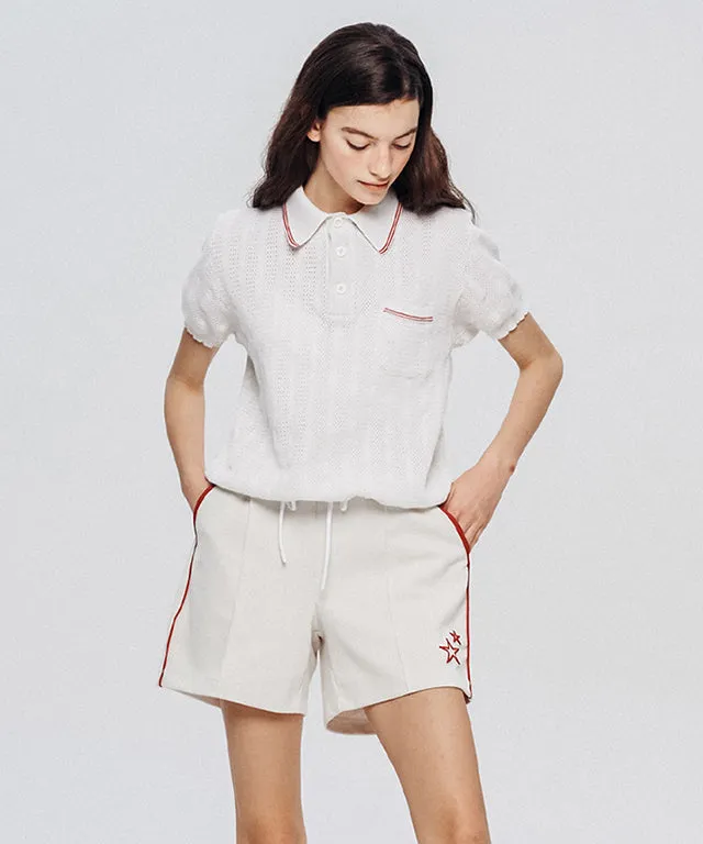 LE SONNET Air knit Polo - Cream