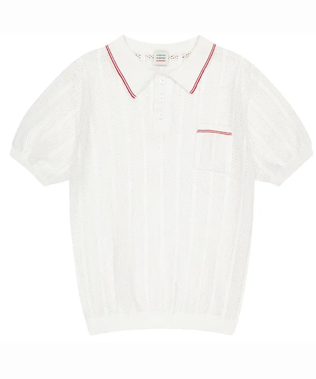 LE SONNET Air knit Polo - Cream