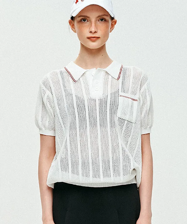 LE SONNET Air knit Polo - Cream