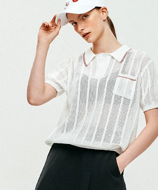 LE SONNET Air knit Polo - Cream