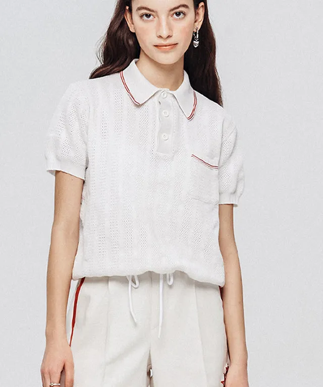 LE SONNET Air knit Polo - Cream