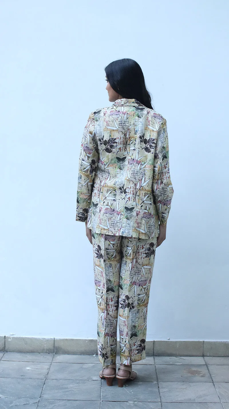 Leaf Digital Print Lounge Blazer