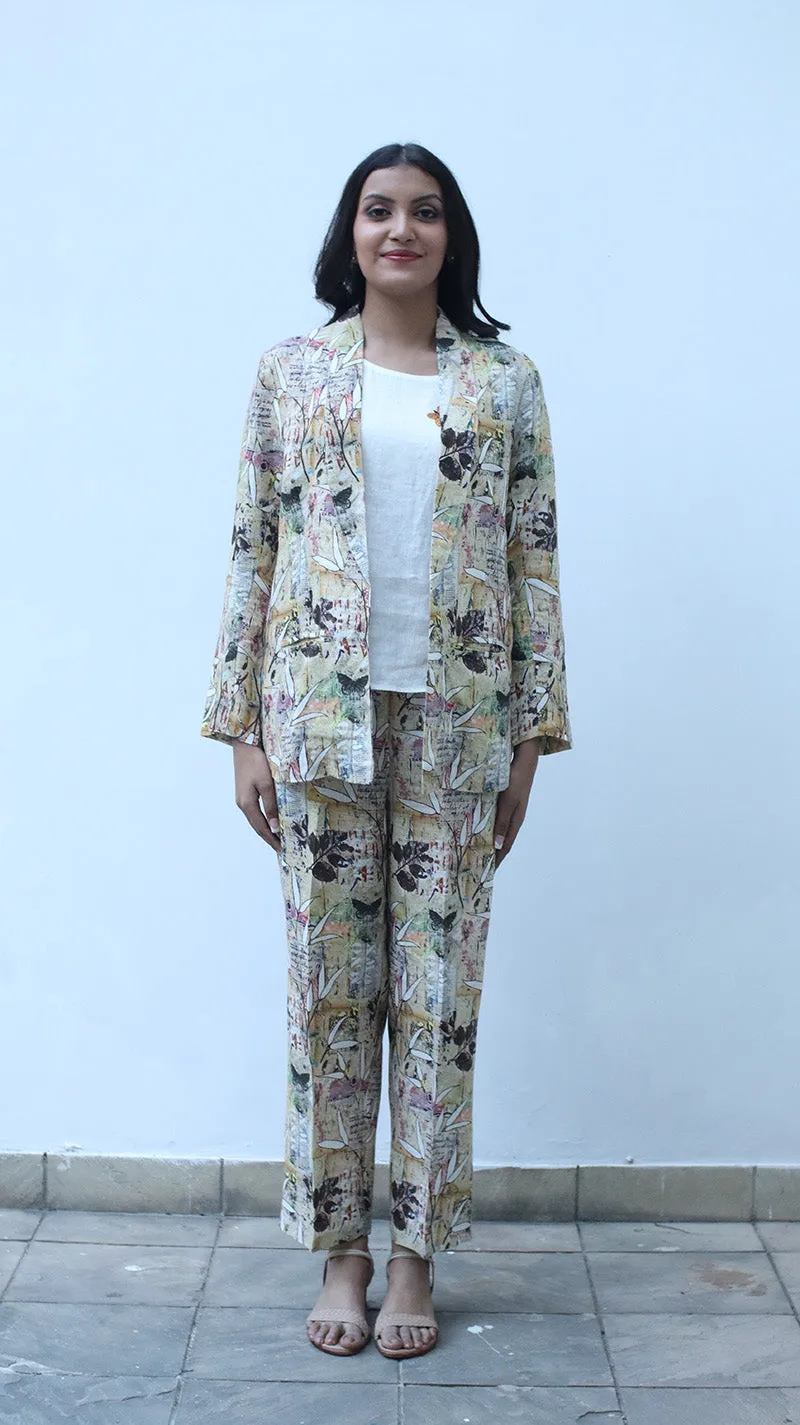Leaf Digital Print Lounge Blazer