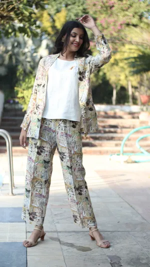 Leaf Digital Print Lounge Blazer