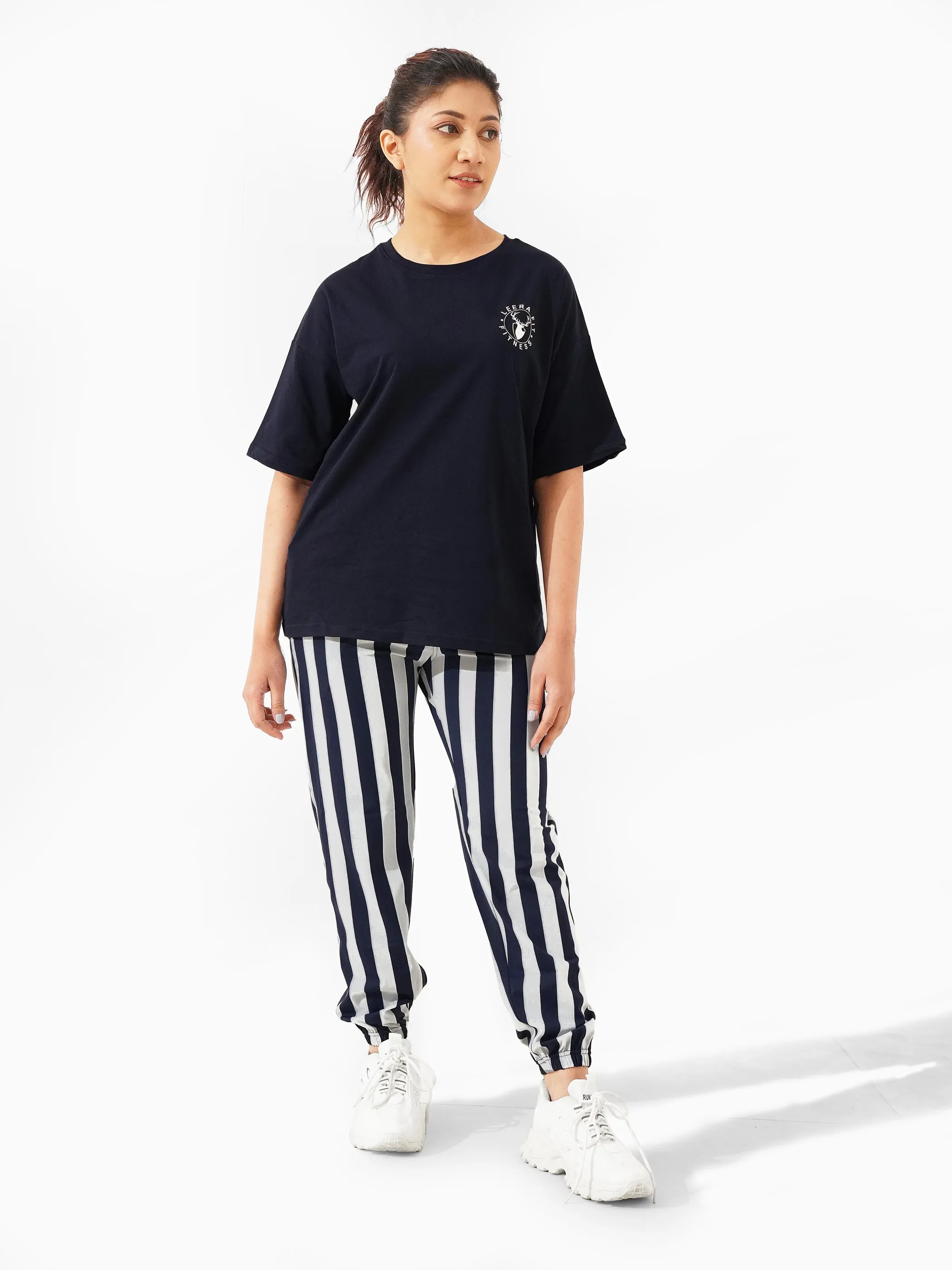LEERA Navy Blue Oversized Tee