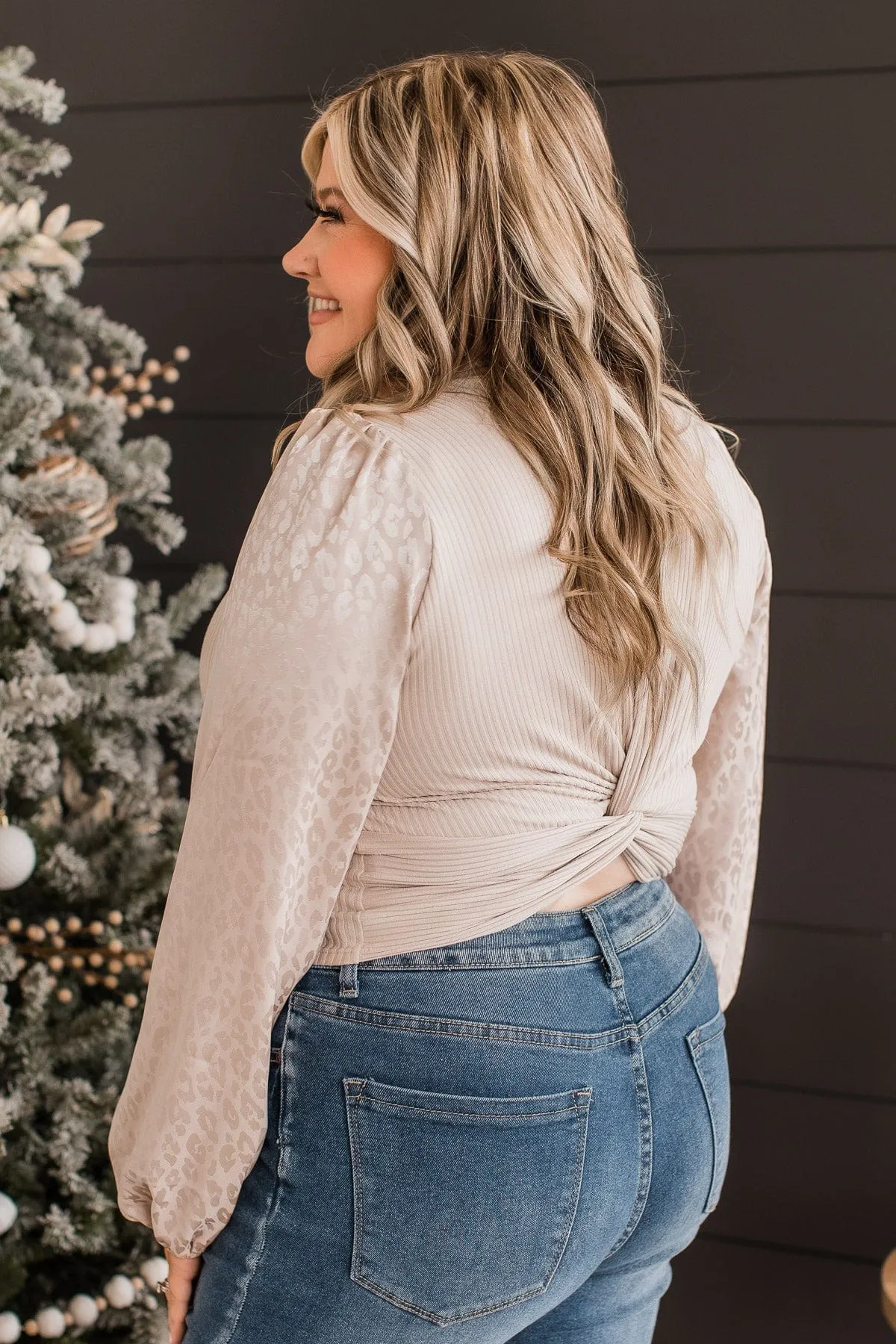 Let Them Know Open Back Twist Top- Beige