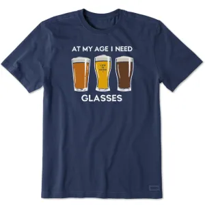 Life is Good Men's Clean At My Age Beer Glasses Crusher Tee