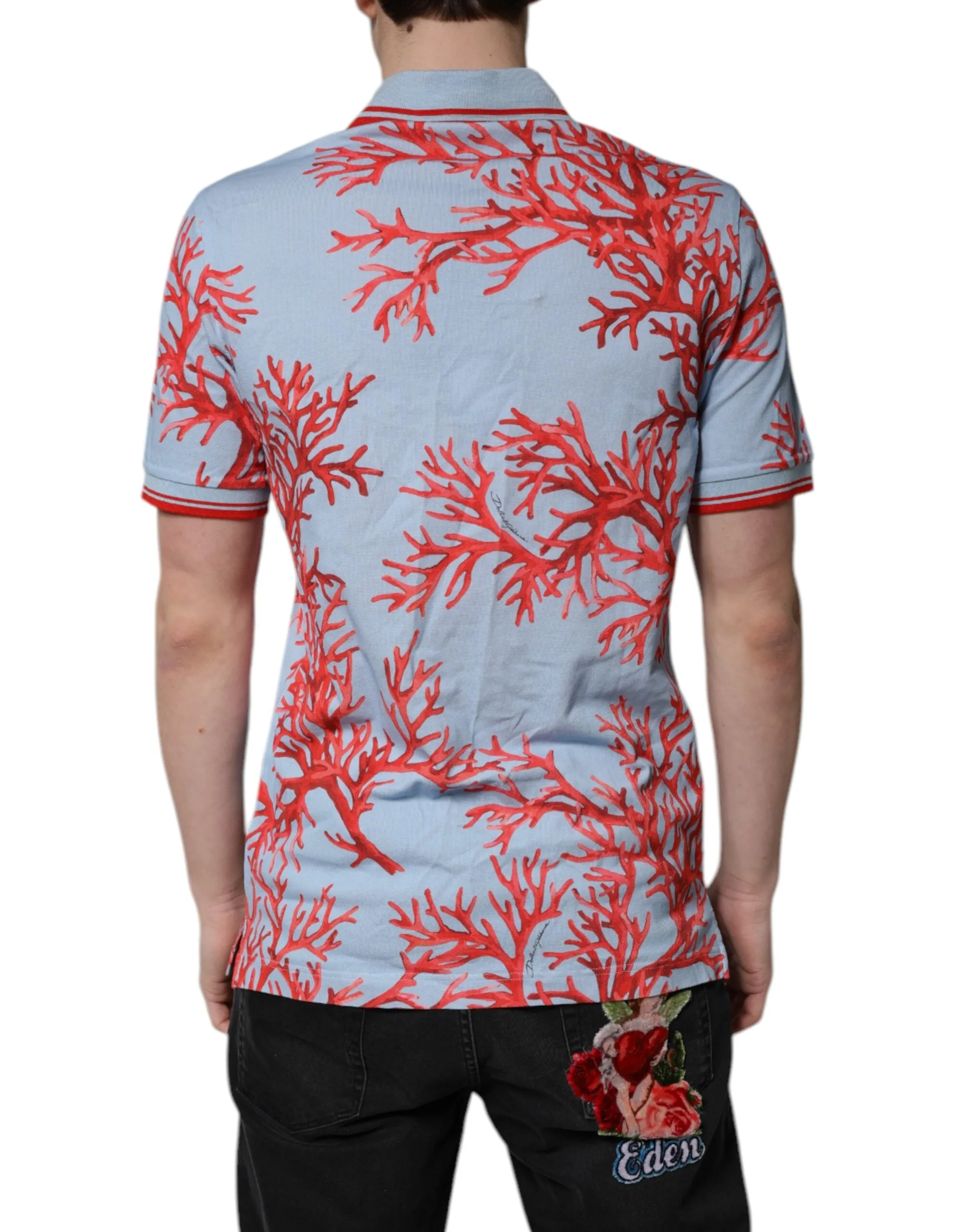 Light Blue Coral Cotton Polo Shirt T-shirt