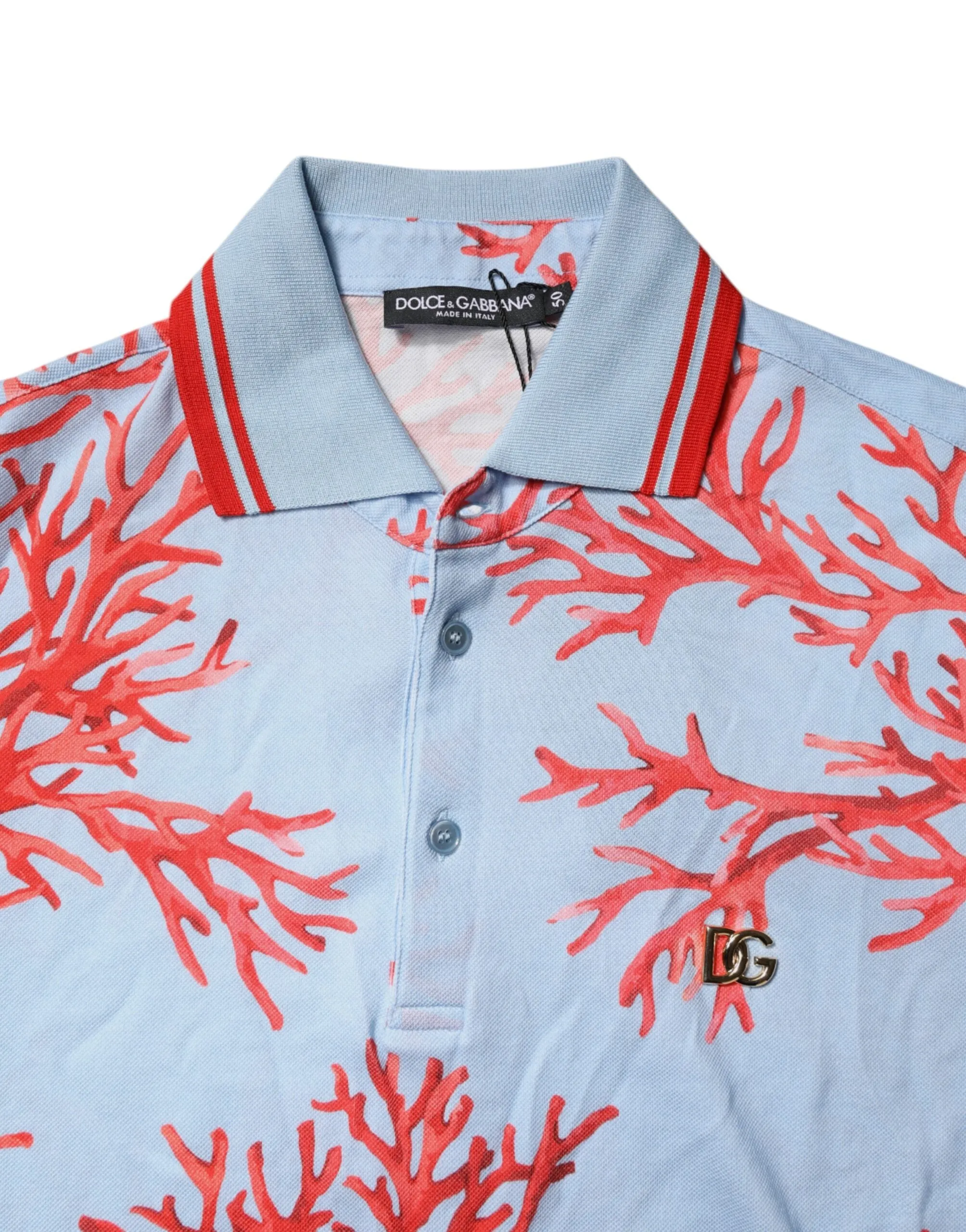 Light Blue Coral Cotton Polo Shirt T-shirt