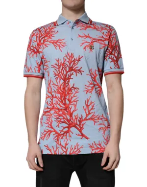 Light Blue Coral Cotton Polo Shirt T-shirt