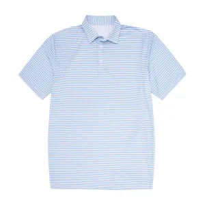 Light Blue, Grey & White Stripe Polo