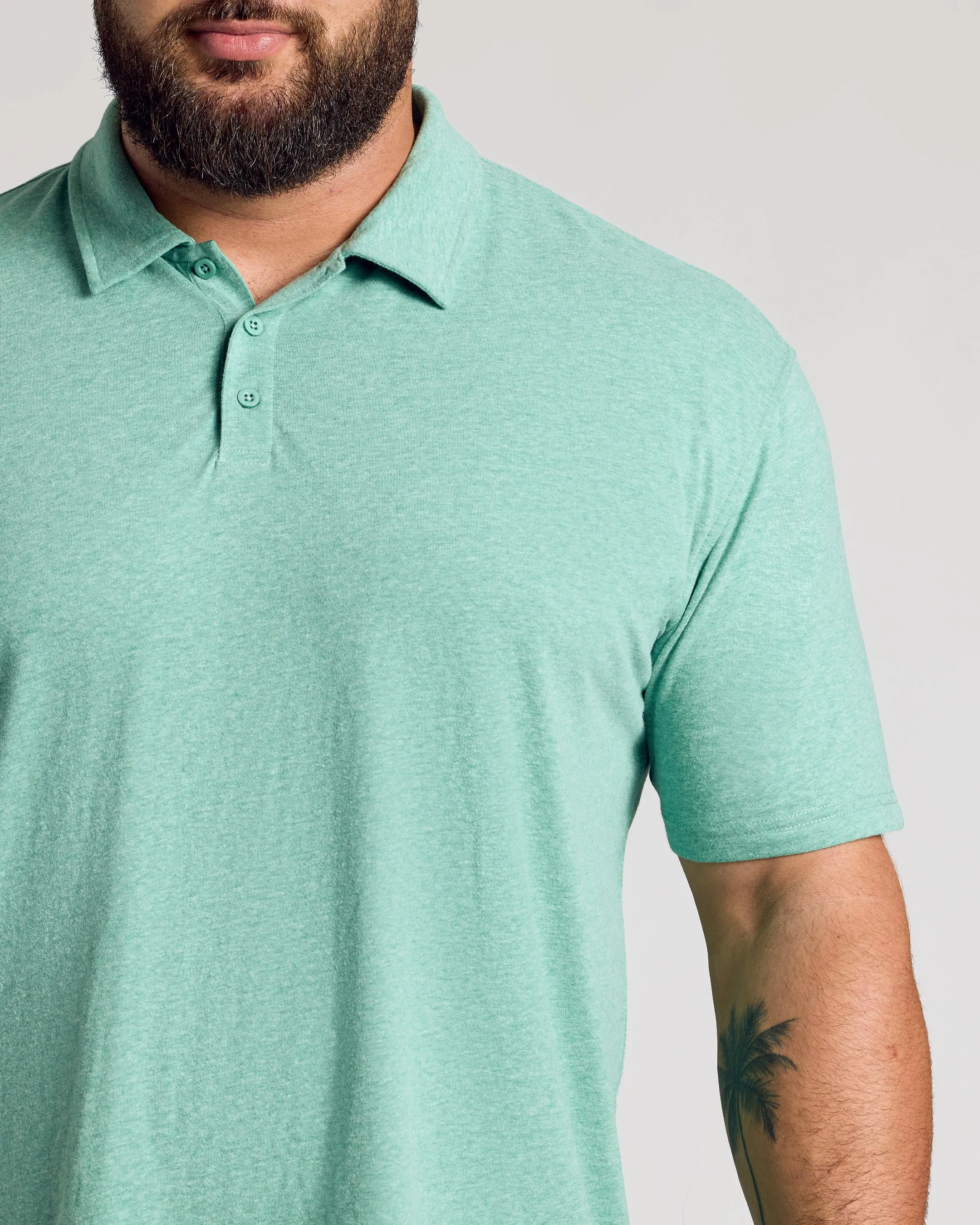 Light Heather Greenery Short Sleeve Polo