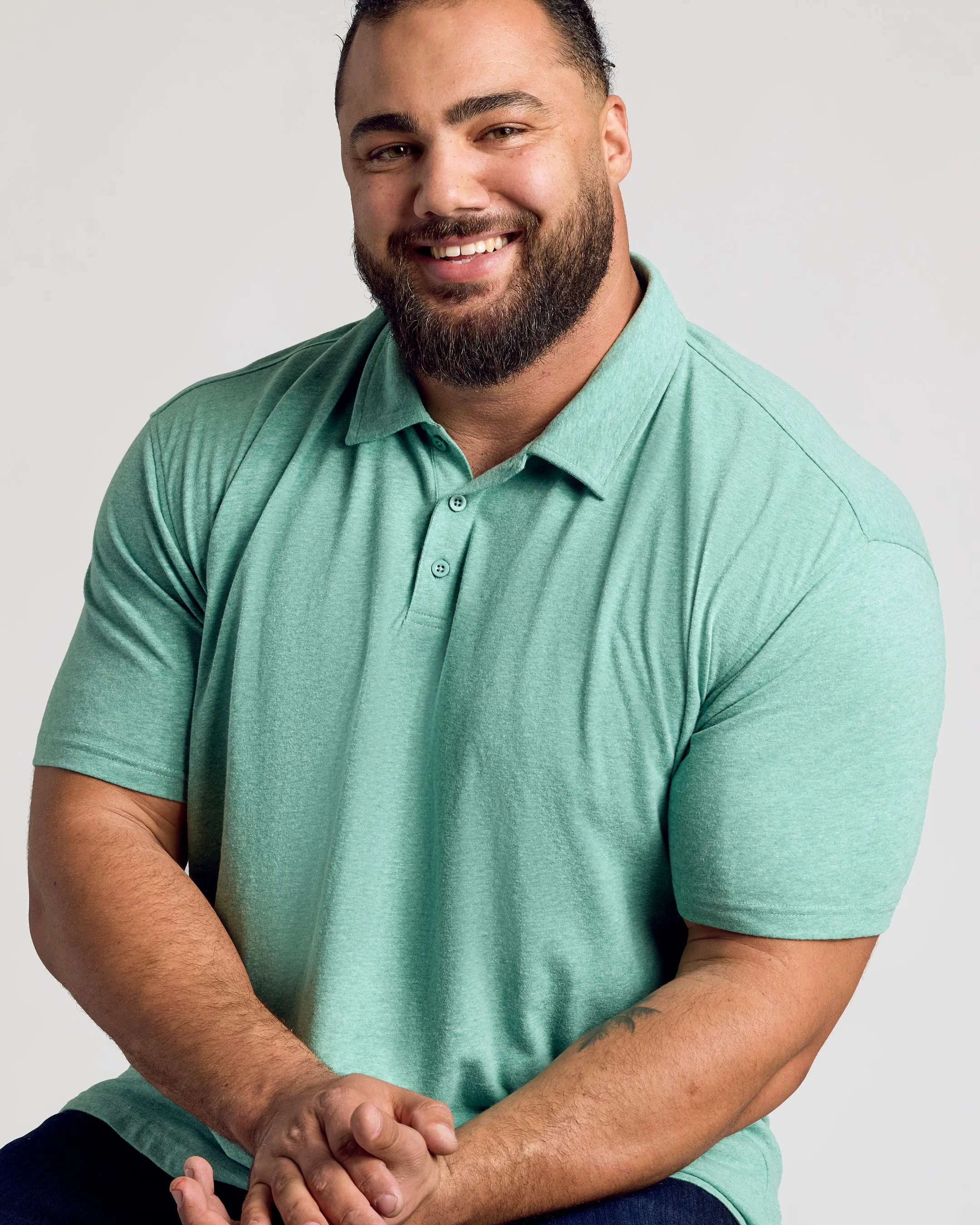 Light Heather Greenery Short Sleeve Polo
