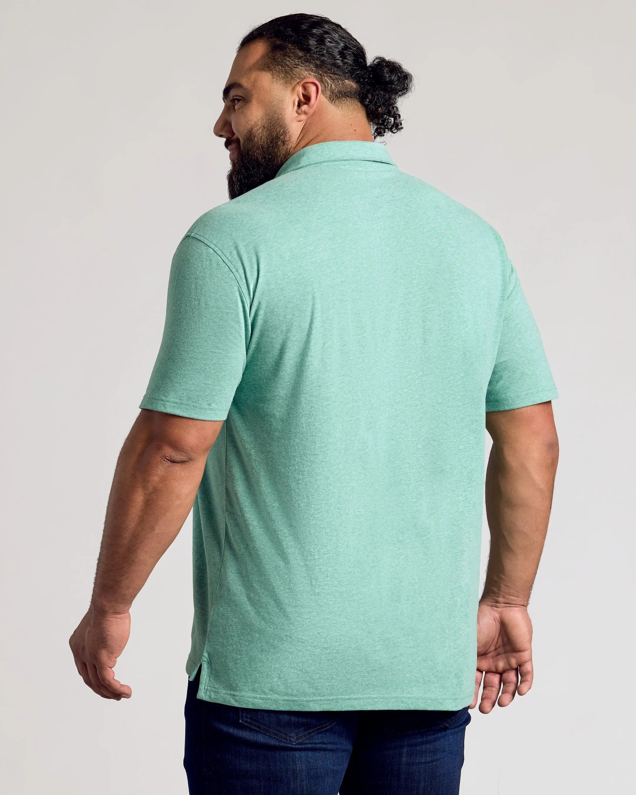 Light Heather Greenery Short Sleeve Polo