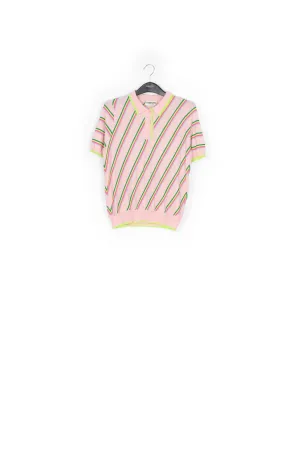 Light pink polo shirt with neon stripes