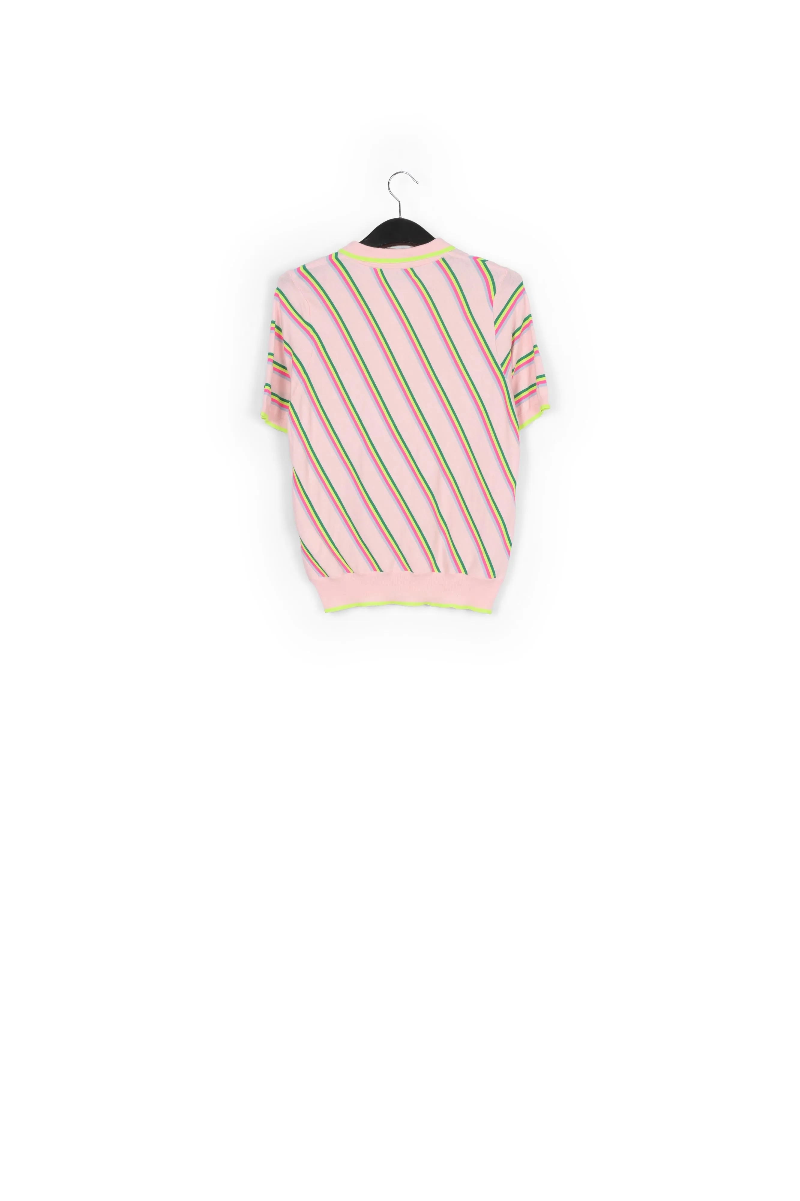 Light pink polo shirt with neon stripes