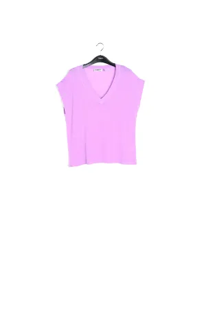 Lilac linen V-neck T-shirt