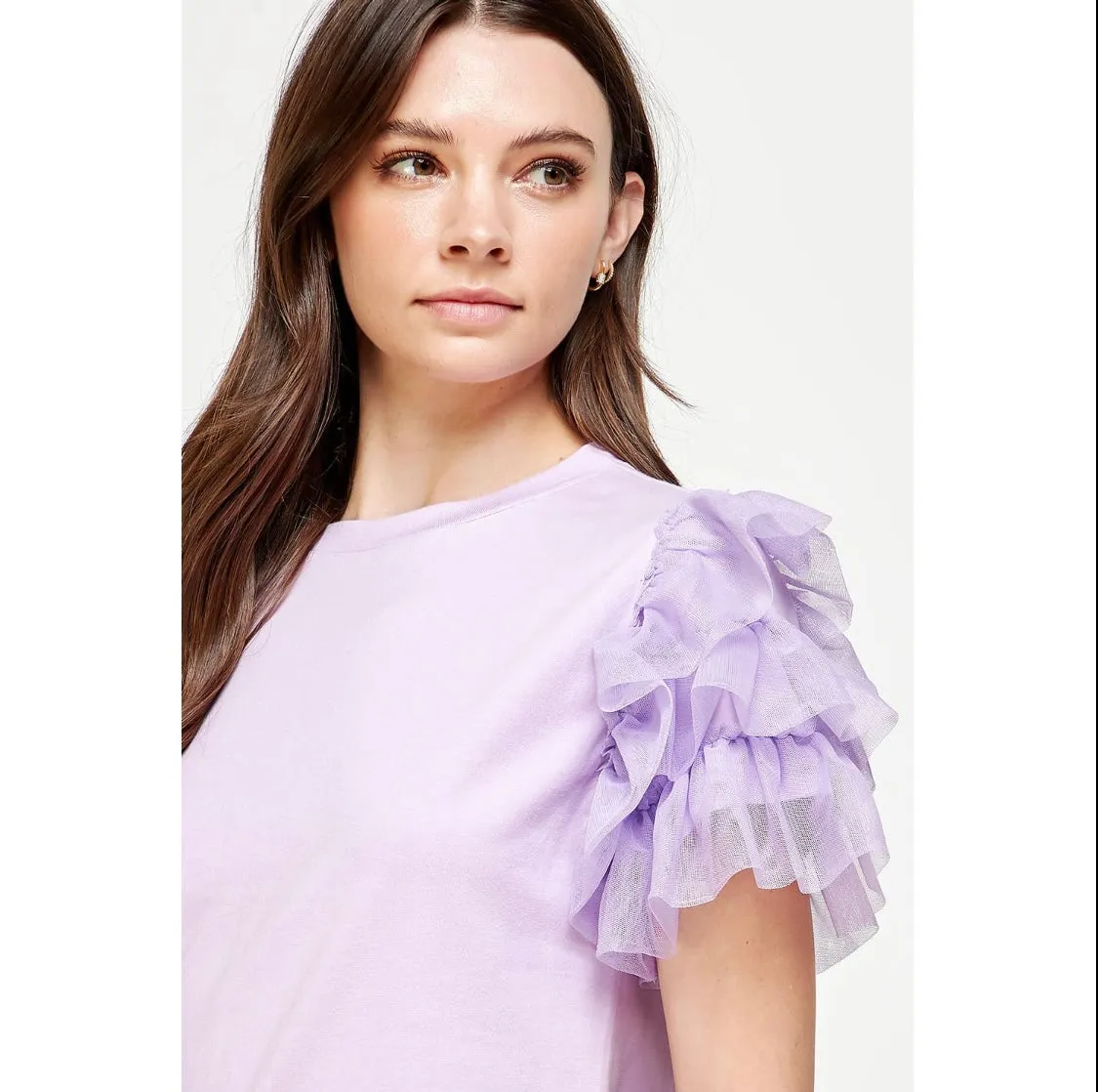 Lilac ruffle frill tulle tee top