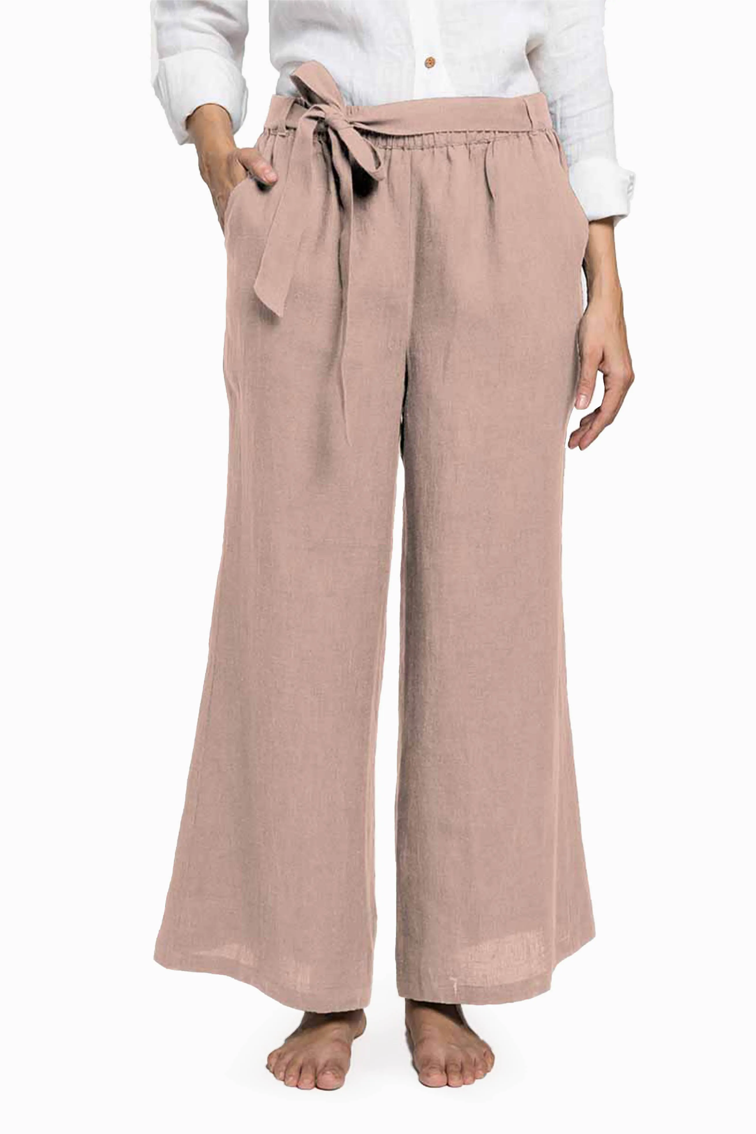 Linen Cecilia Pant-Petal Pink