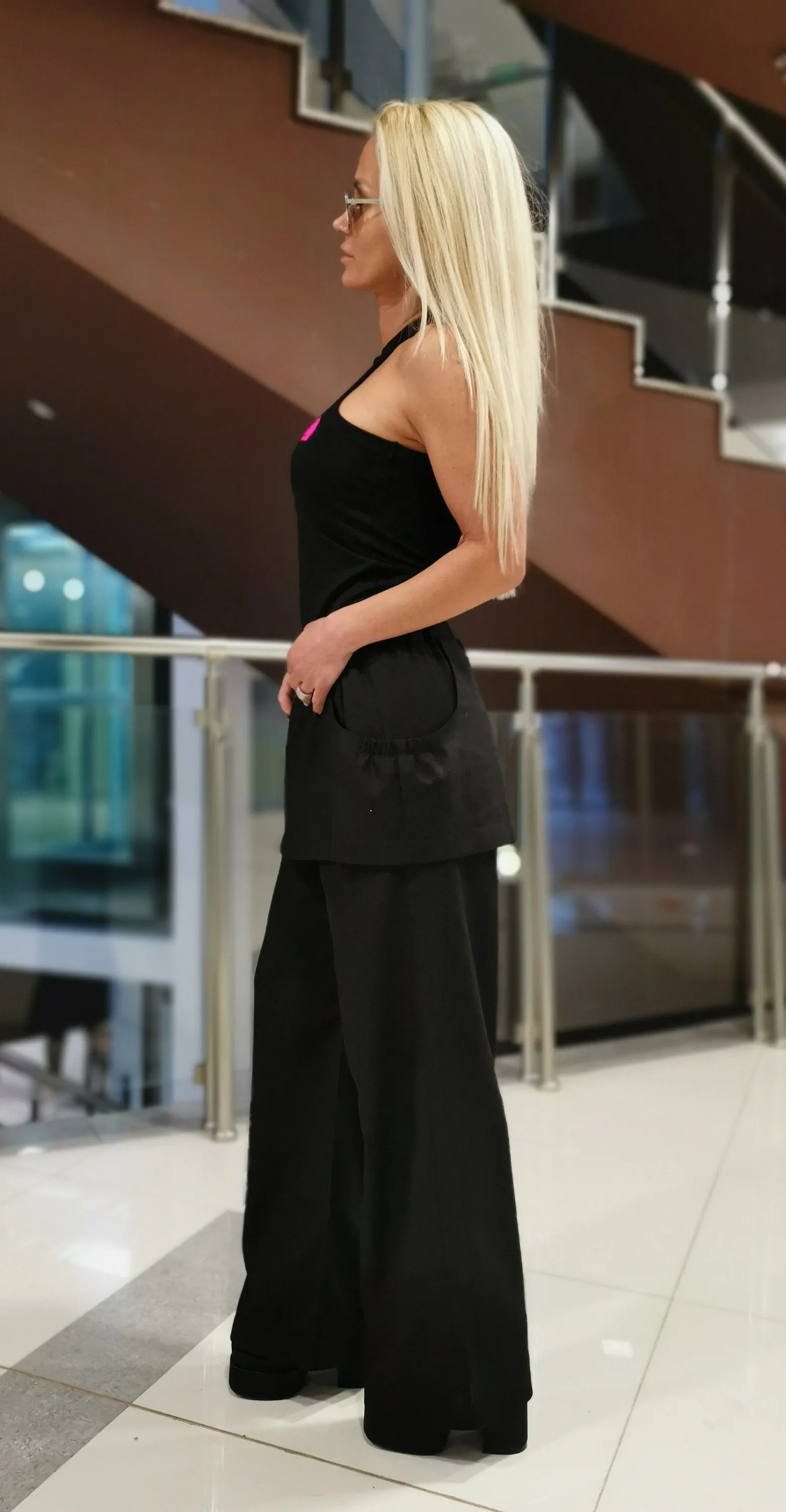 Linen Pants, Loose Pants with Skirt, Drop Crotch Pants, Linen Trousers, Summer Maxi Pants, Extravagant Pants, Gothic Pants