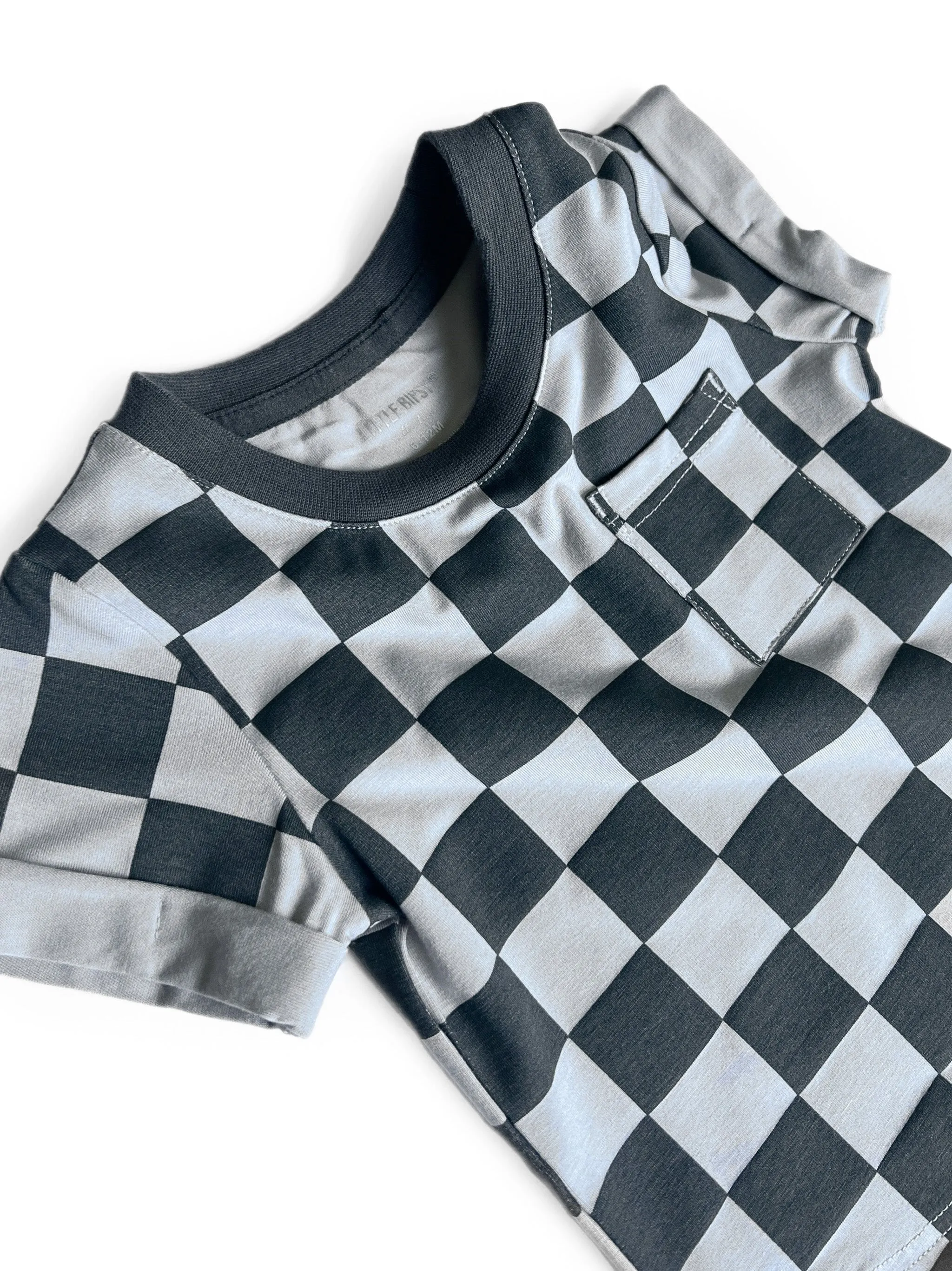 Little Bipsy Pocket Tee - Pewter Check