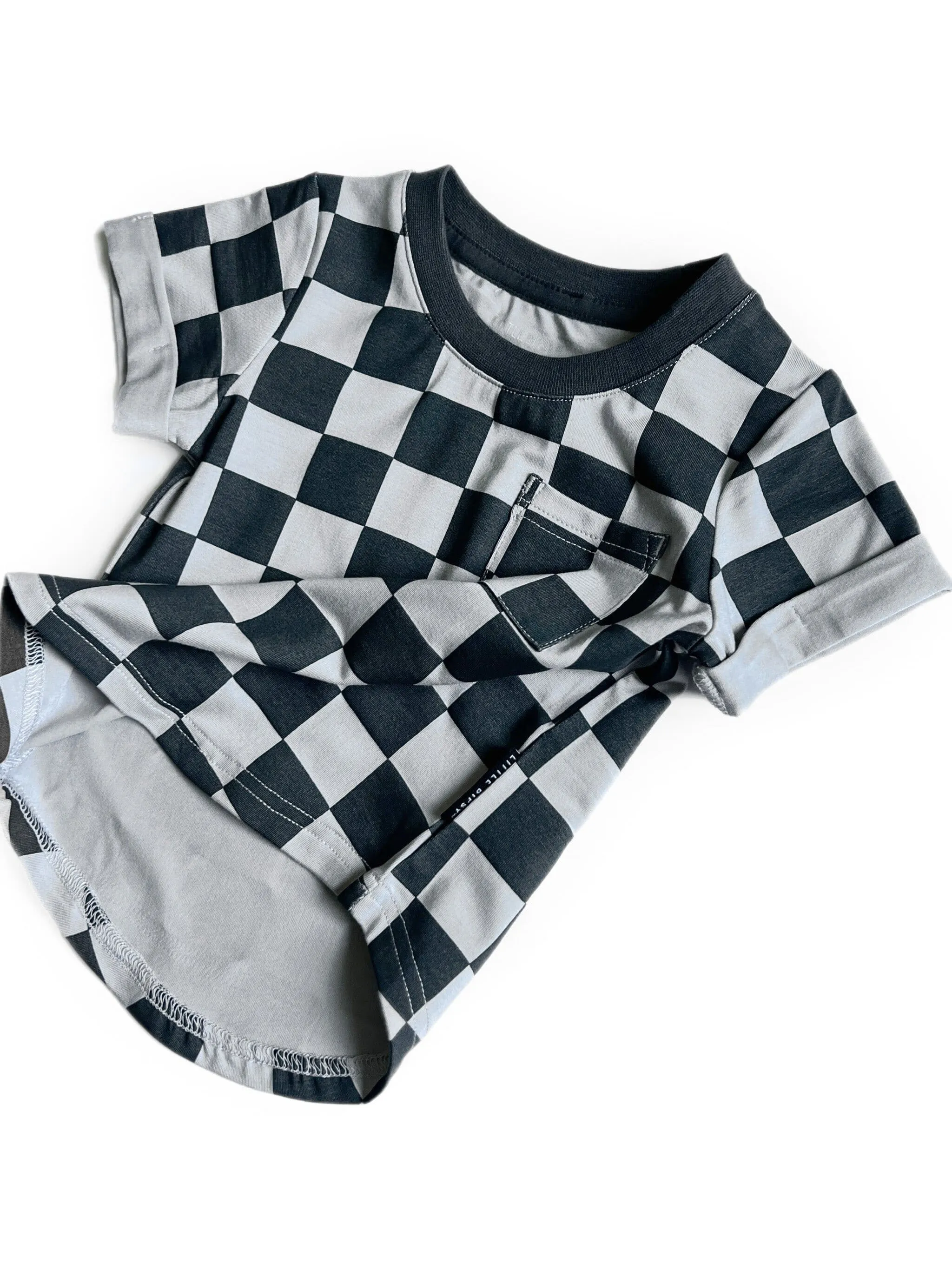 Little Bipsy Pocket Tee - Pewter Check