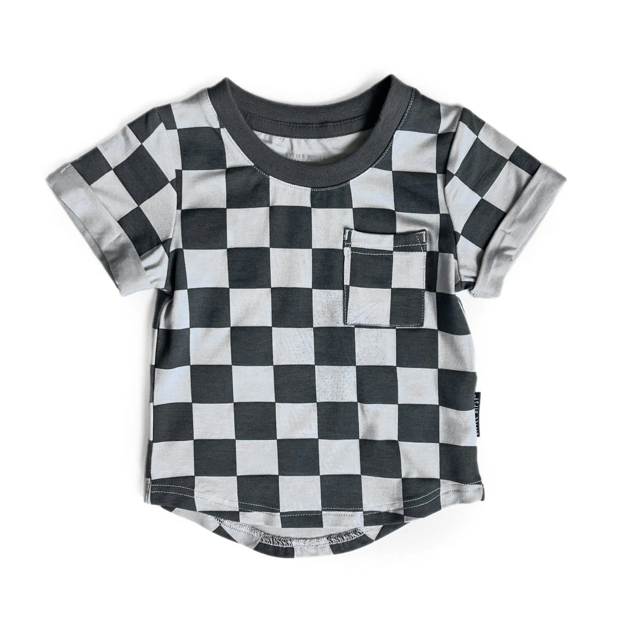 Little Bipsy Pocket Tee - Pewter Check