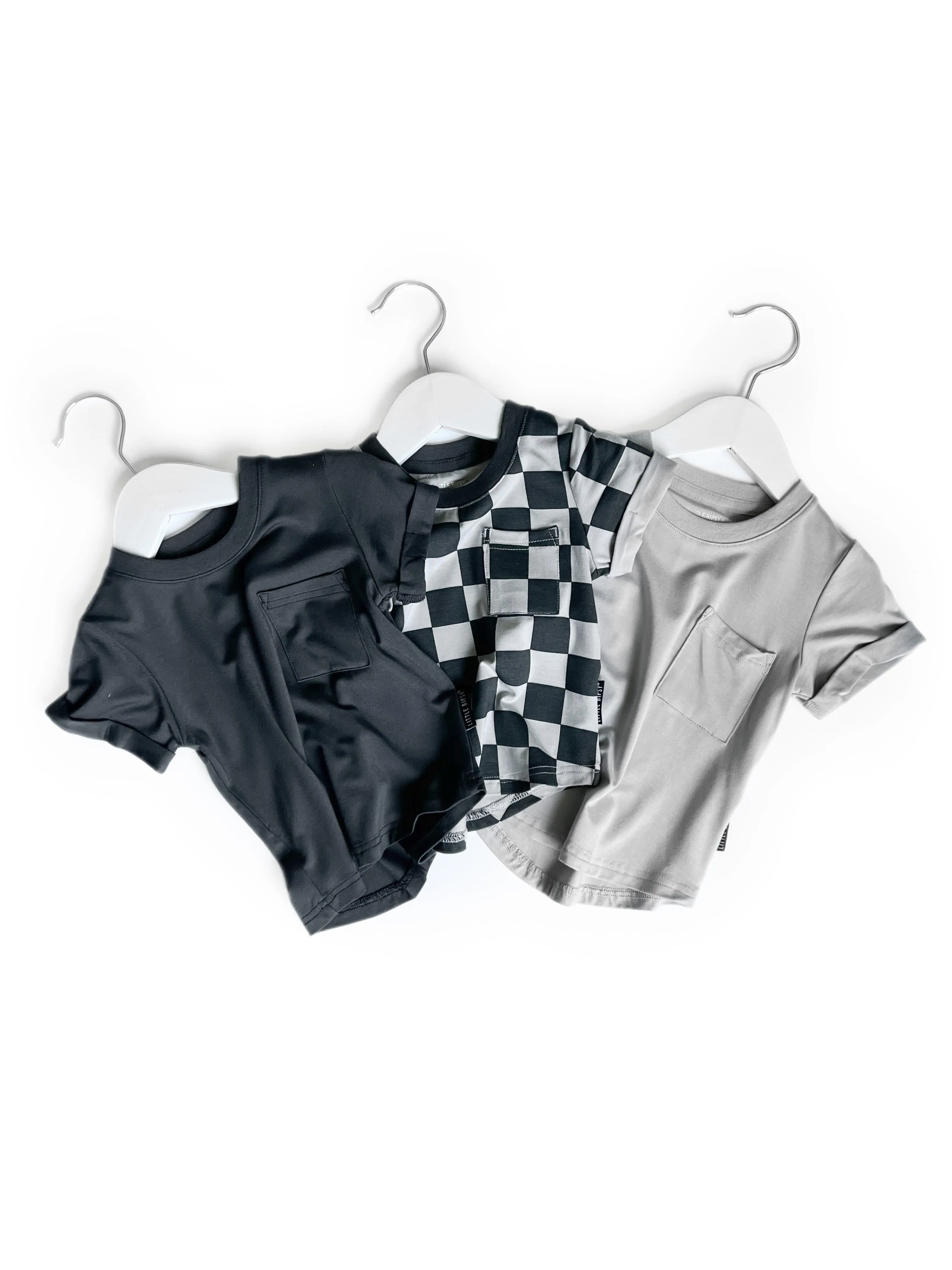 Little Bipsy Pocket Tee - Pewter Check
