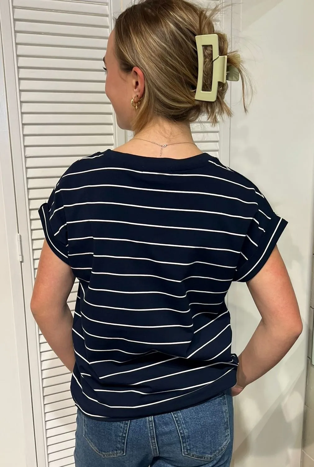 LITTLE LIES Rhodes Stripe Tee - Navy / White